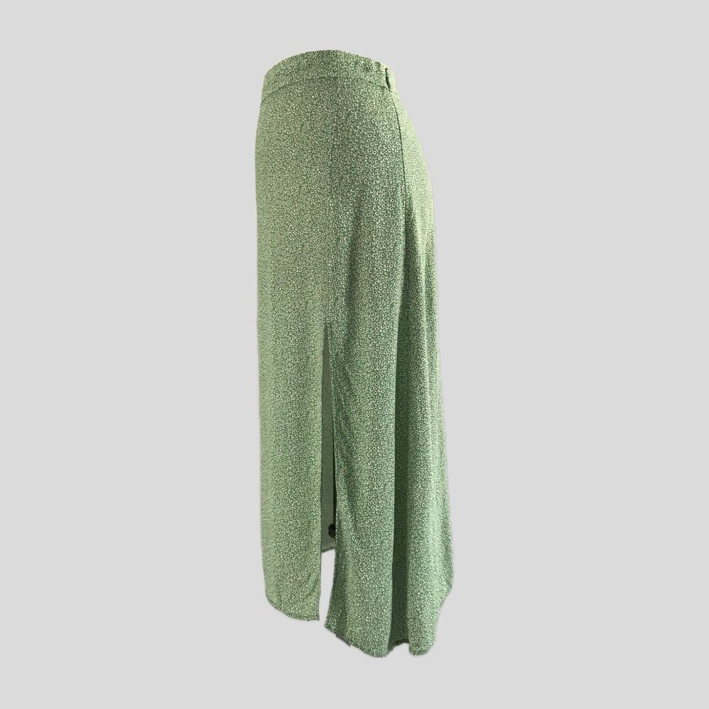 H&M Green Ditzy Floral Lightweight Summer Knee Length Midi Skirt Womens 2